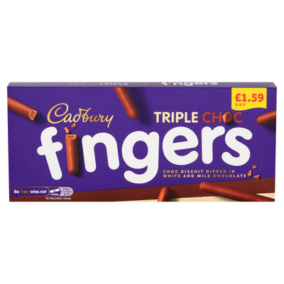 Cadbury Triple Choc Fingers 110g  (Pack of 12)