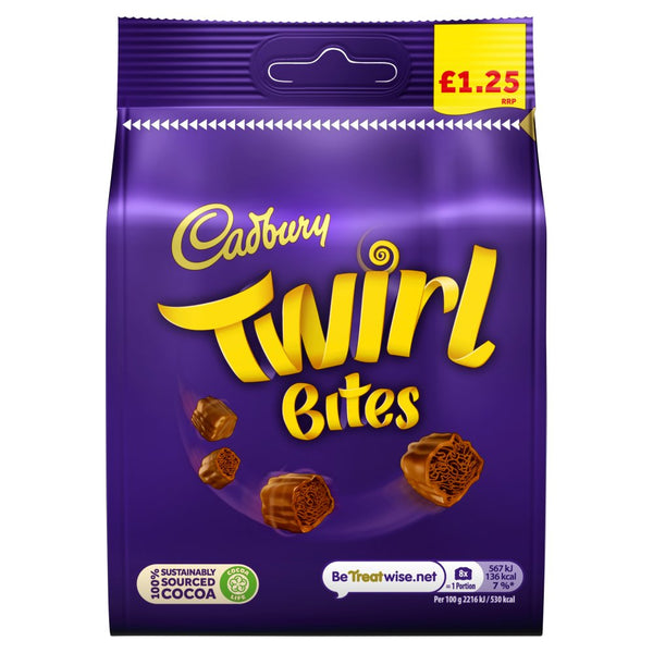 Cadbury Twirl Bites Chocolate Bag 95g (Pack of 10)