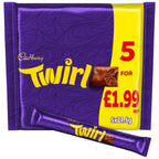 Cadbury Twirl Chocolate Bar 5 Pack Multipack 107.5g (Pack of 20)