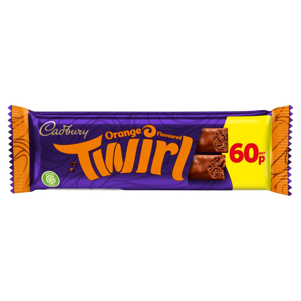 Cadbury Twirl Orange Flavoured Chocolate Bar 43g (Pack of 48) – Zorbaonline