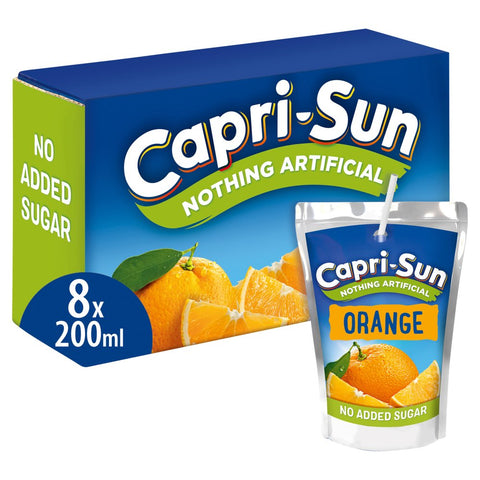 Capri-Sun Nothing Artificial No Added Sugar Orange 200ml (Pack of 8)