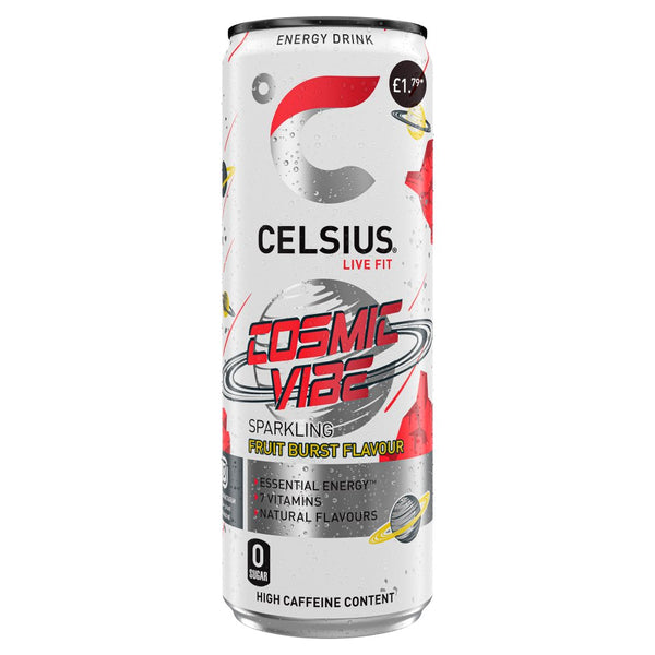 Celsius Live Fit Cosmic Vibe Sparkling Fruit Burst Flavour Energy Drink 355ml (Pack of 12)