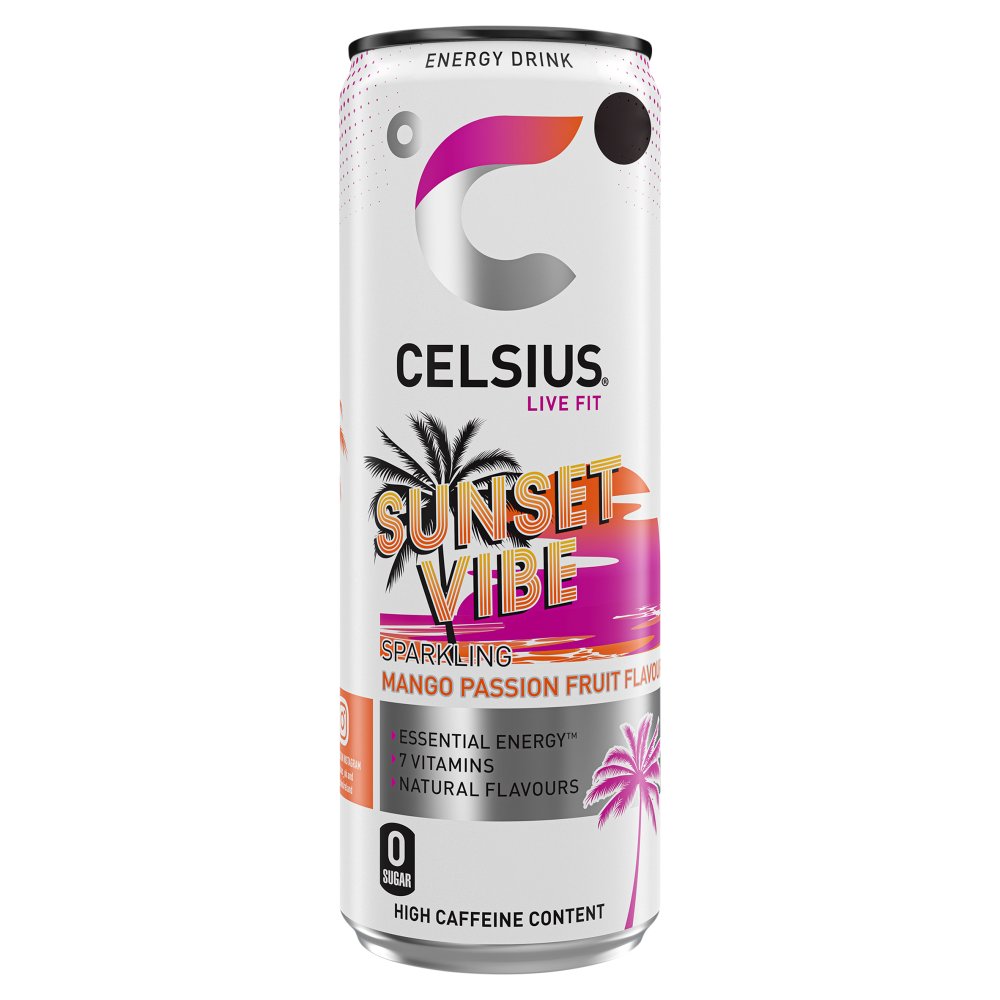 Celsius Live Fit Sunset Vibe Mango Passionfruit Flavour Energy Drink 355ml (Pack of 12)