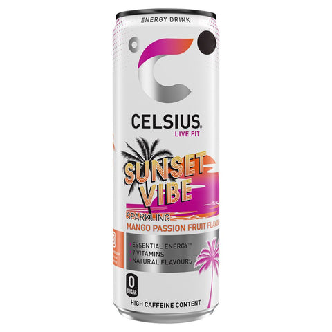 Celsius Live Fit Sunset Vibe Mango Passionfruit Flavour Energy Drink 355ml (Pack of 12)