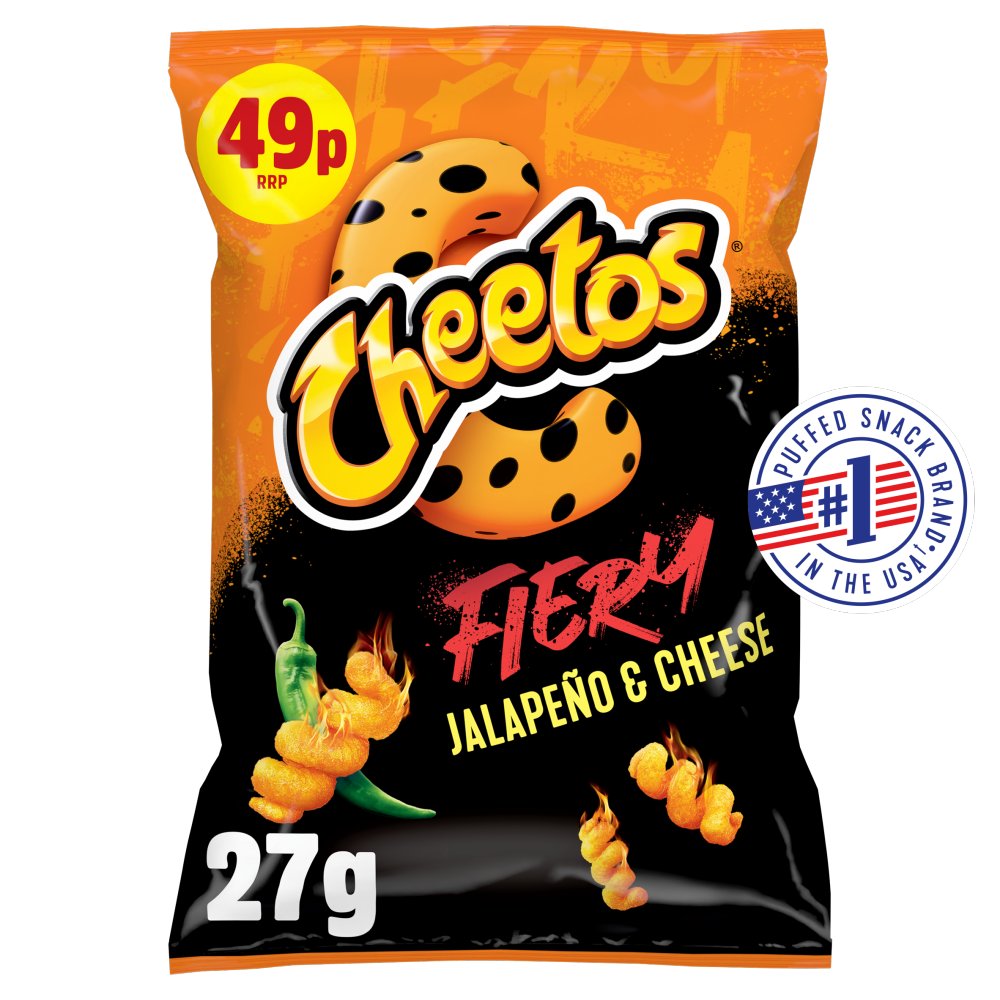 Cheetos Fiery Jalapeno & Cheese Grab Bag Crisps 27g (Pack of 30)