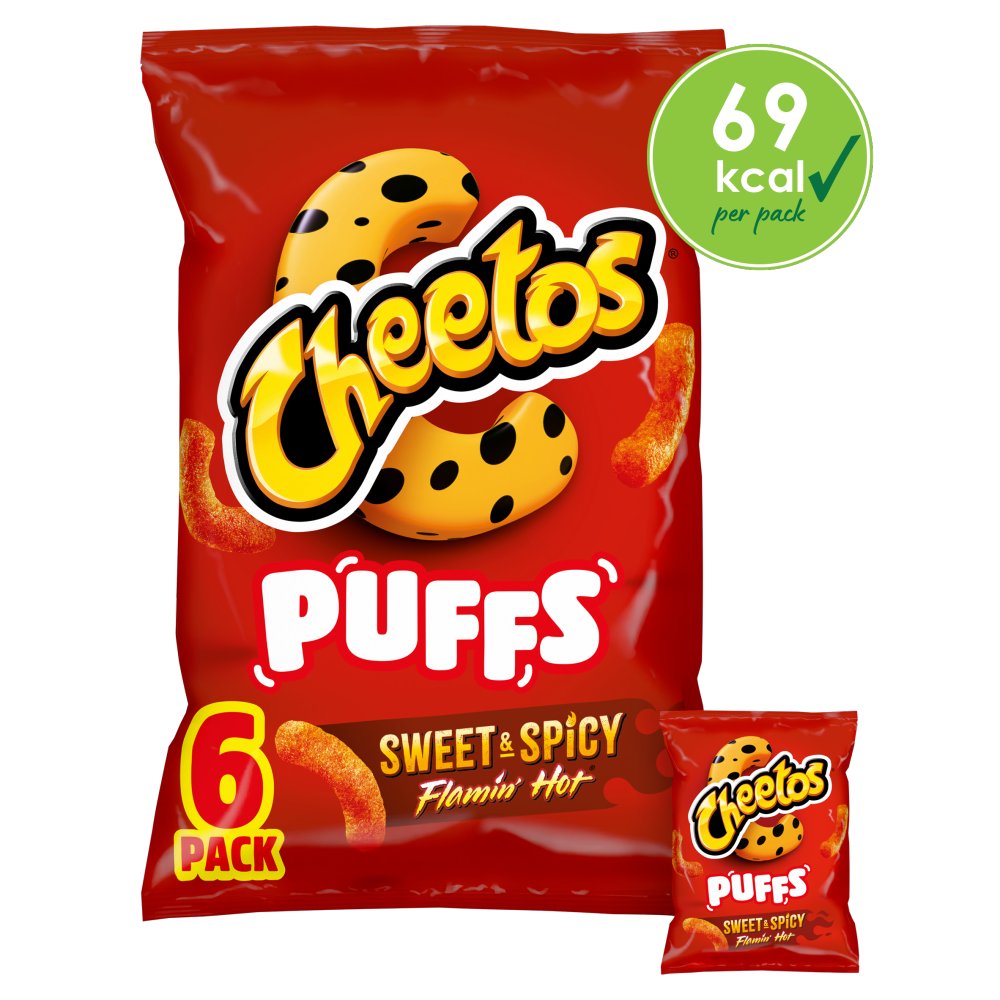 Cheetos Puffs Sweet & Spicy Multipack Snacks Crisps 6 x 13g (Pack of 1)