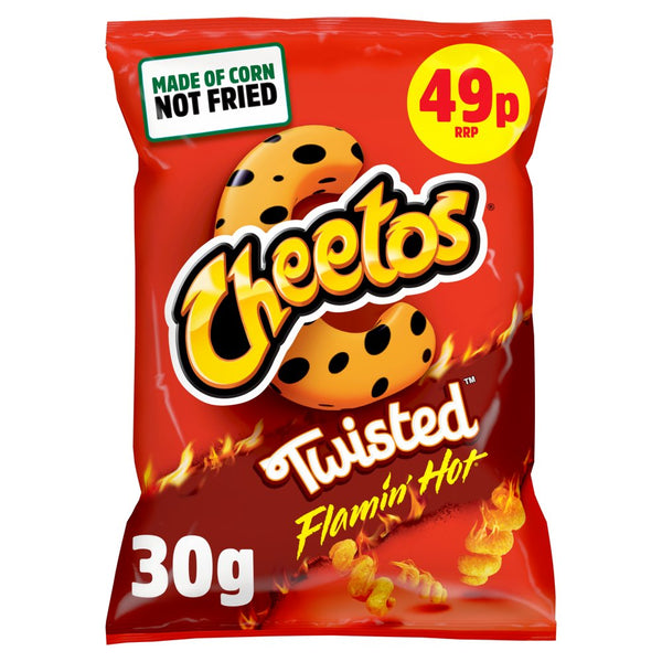 Cheetos Twisted Flamin' Hot Snacks Crisps 30g (Pack of 30)