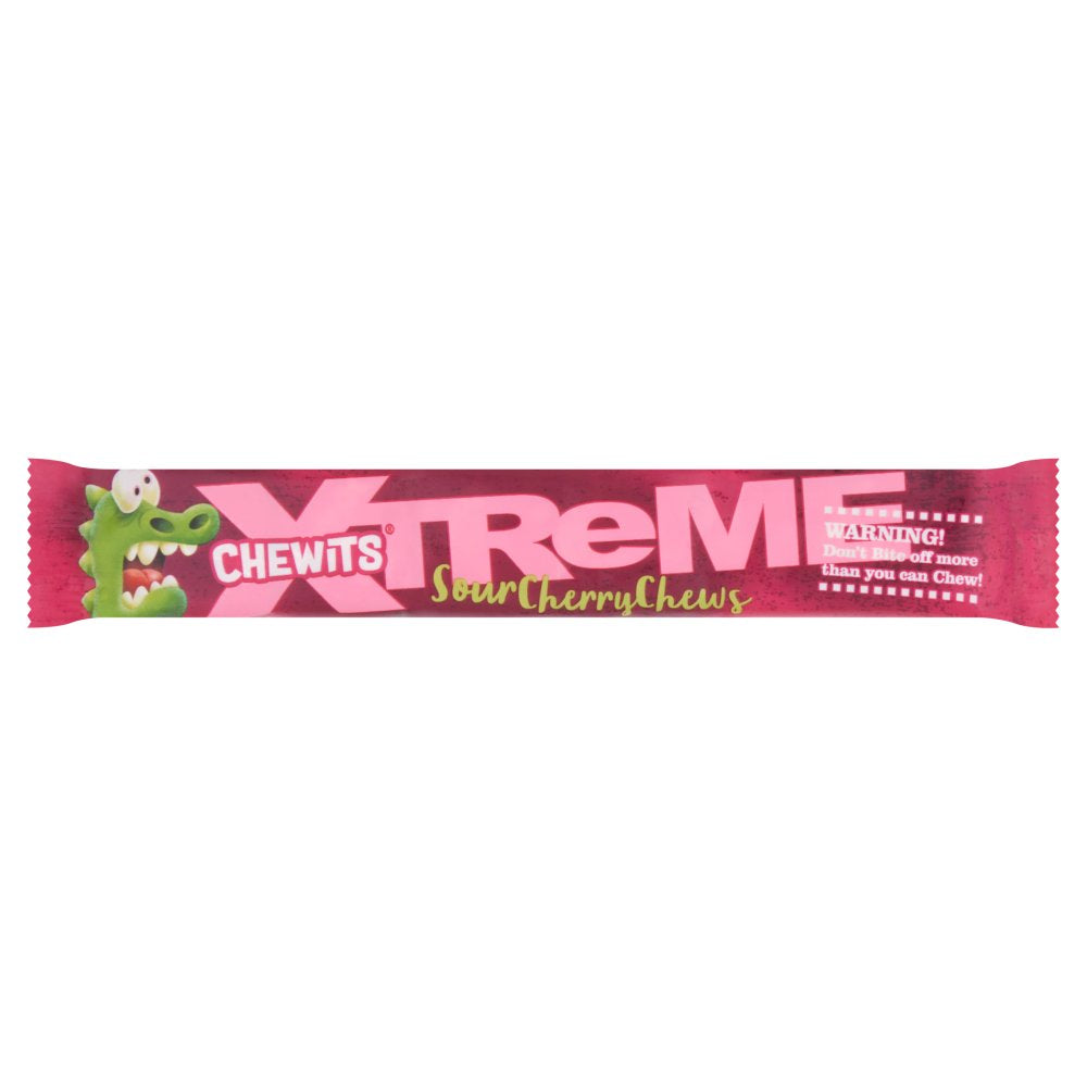 Chewits Xtreme Sour Cherry Chews 34g (Pack of 24)