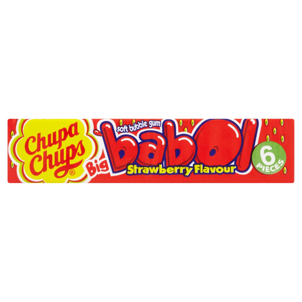 Chupa Chups Big Babol Strawberry Flavour Soft Bubble Gum - 27.6g / 6 Pieces(Pack of 20)