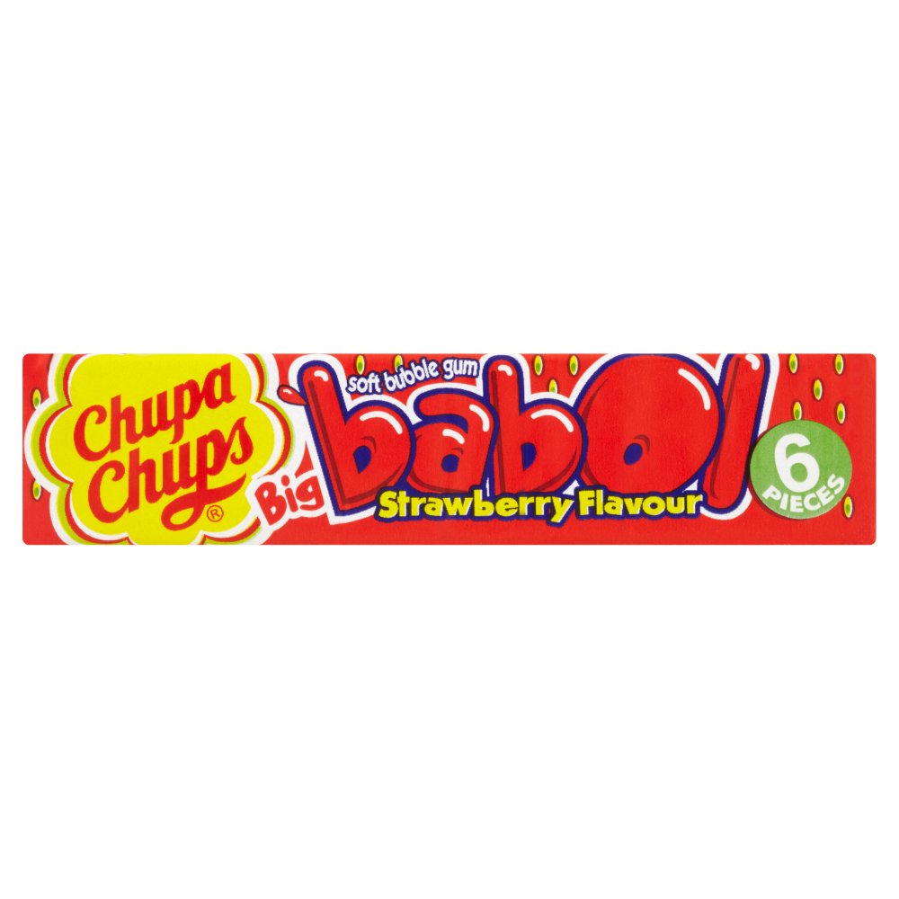 Chupa Chups Big Babol Strawberry Flavour Soft Bubble Gum - 28g (Pack of 20)