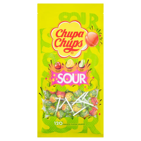 Chupa Chups Sour 120 Assorted Flavour Sour Lollipops 1440g (Pack of 120)