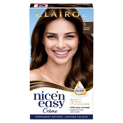 Clairol Nice'n Easy Hair Dye, 5 Medium Brown 177ml (Pack of 3)