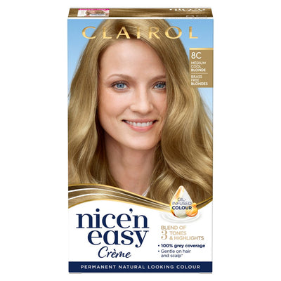 Clairol Nice'n Easy Hair Dye, 8C Medium Cool Blonde 177ml (Pack of 3)