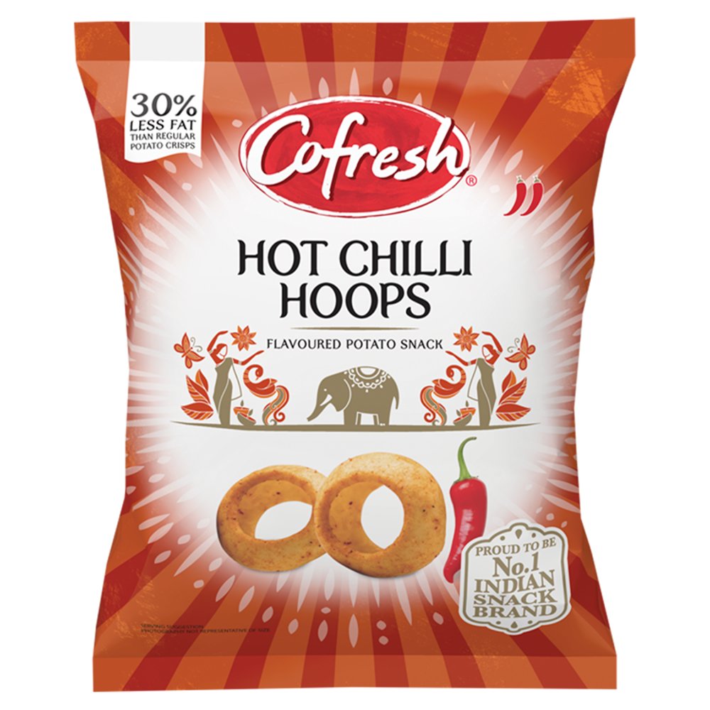 Cofresh Hot Chilli Hoops Flavoured Potato Snack 80g (Pack of 12)