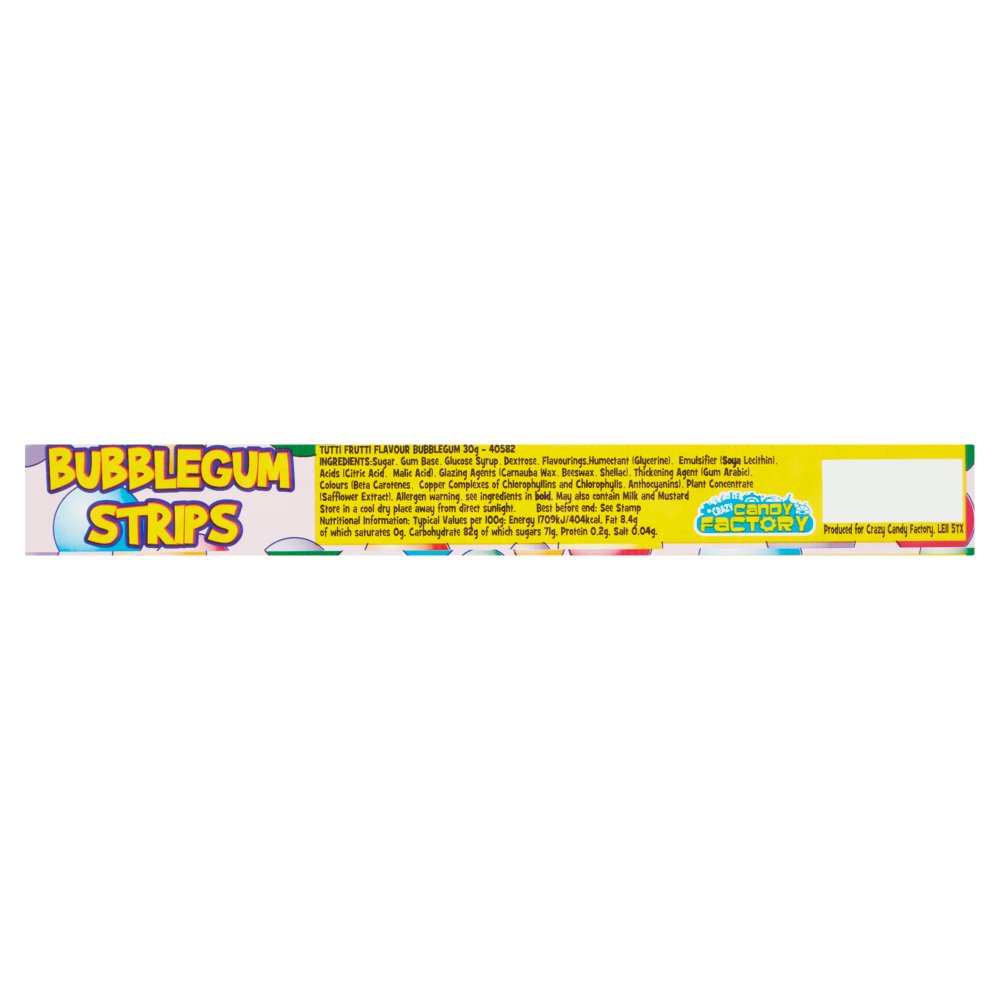 Crazy Candy Factory Bubblegum Strips 30g (Pack of 40)