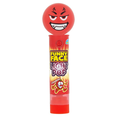 Crazy Candy Factory Funny Face Light Pop Strawberry 11g (Pack of 12)