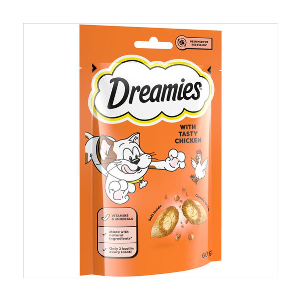Dreamies Cat Treat Biscuits with Chicken 60g (Pack of 8)