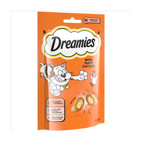 Dreamies Cat Treat Biscuits with Chicken 60g (Pack of 8)