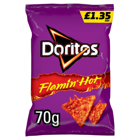 Doritos Flamin' Hot Sharing Bag Crisps 70g (Pack of 15)