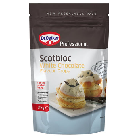 Dr. Oetker Professional Scotbloc White Chocolate Flavour Drops 3kg (Pack of 1)