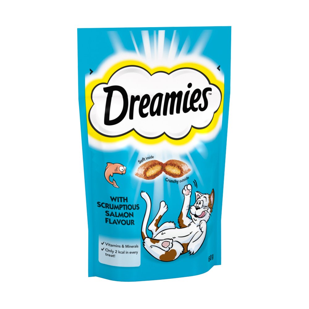 Dreamies Cat Treat Biscuits with Salmon Flavour 60g (Pack of 8)