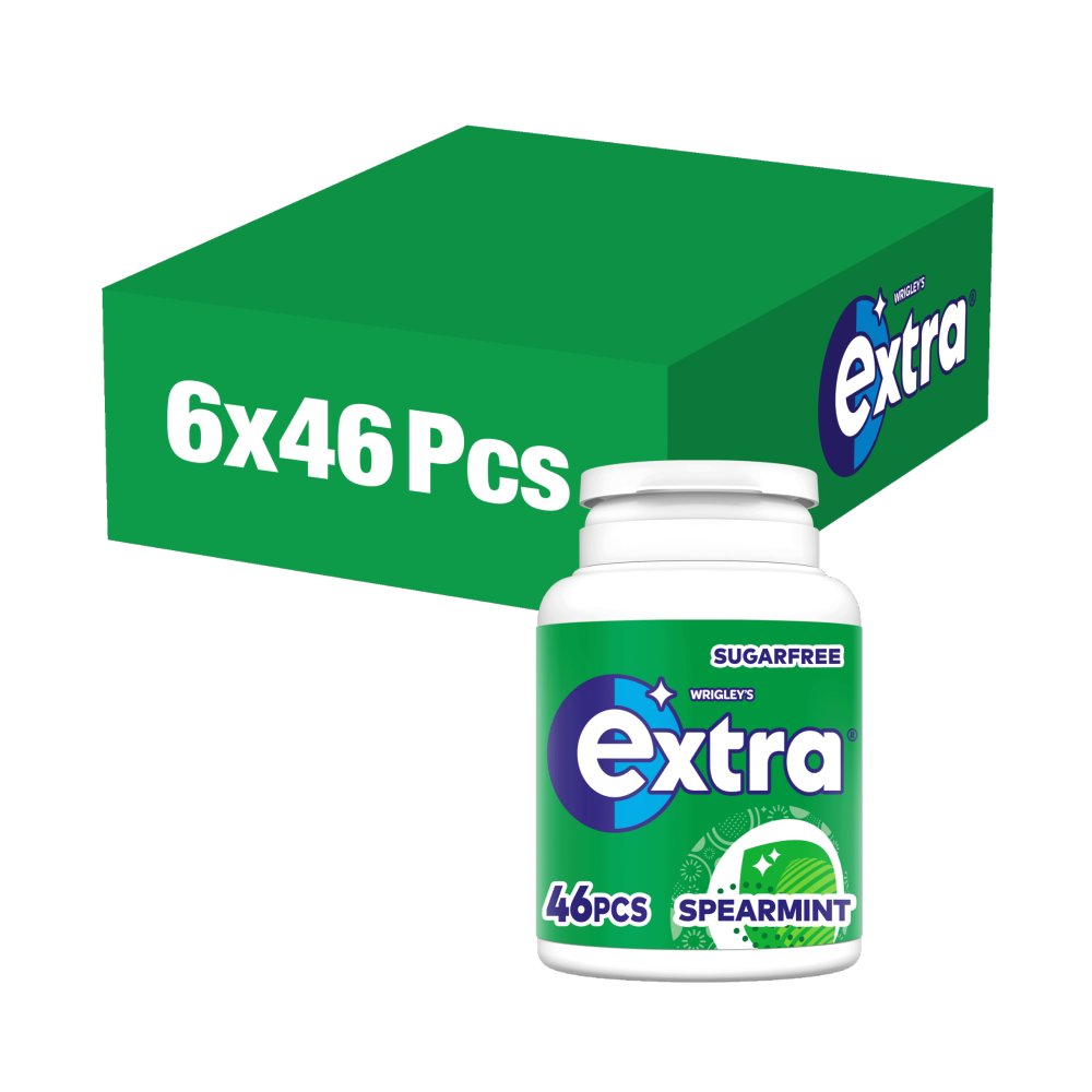 Extra Spearmint Sugarfree Chewing Gum Bottle 46 Pieces (Pack of 6)