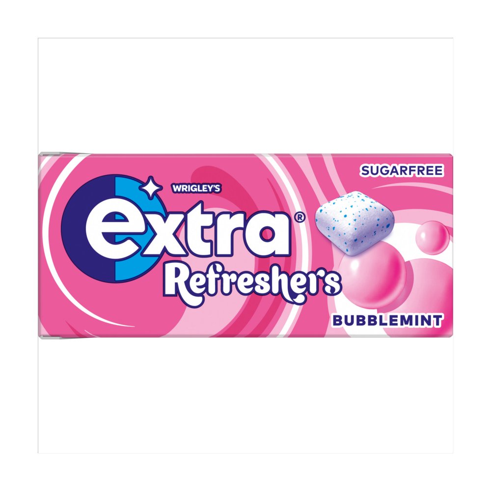 Extra Refreshers Bubblemint Sugarfree Chewing Gum Handy Box 7 Pieces 15g (Pack of 16)