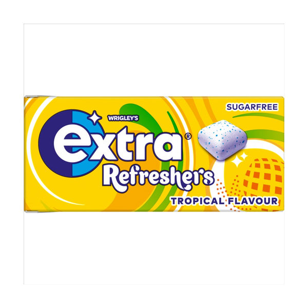 Extra Refreshers Tropical Flavour Sugarfree Chewing Gum Handy Box 7 Pieces (Pack of 16)
