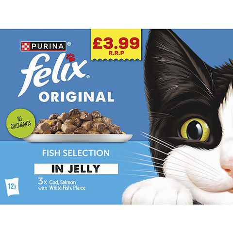Felix Original Fish Selection in Jelly 12 x 85g (Pack of 4)