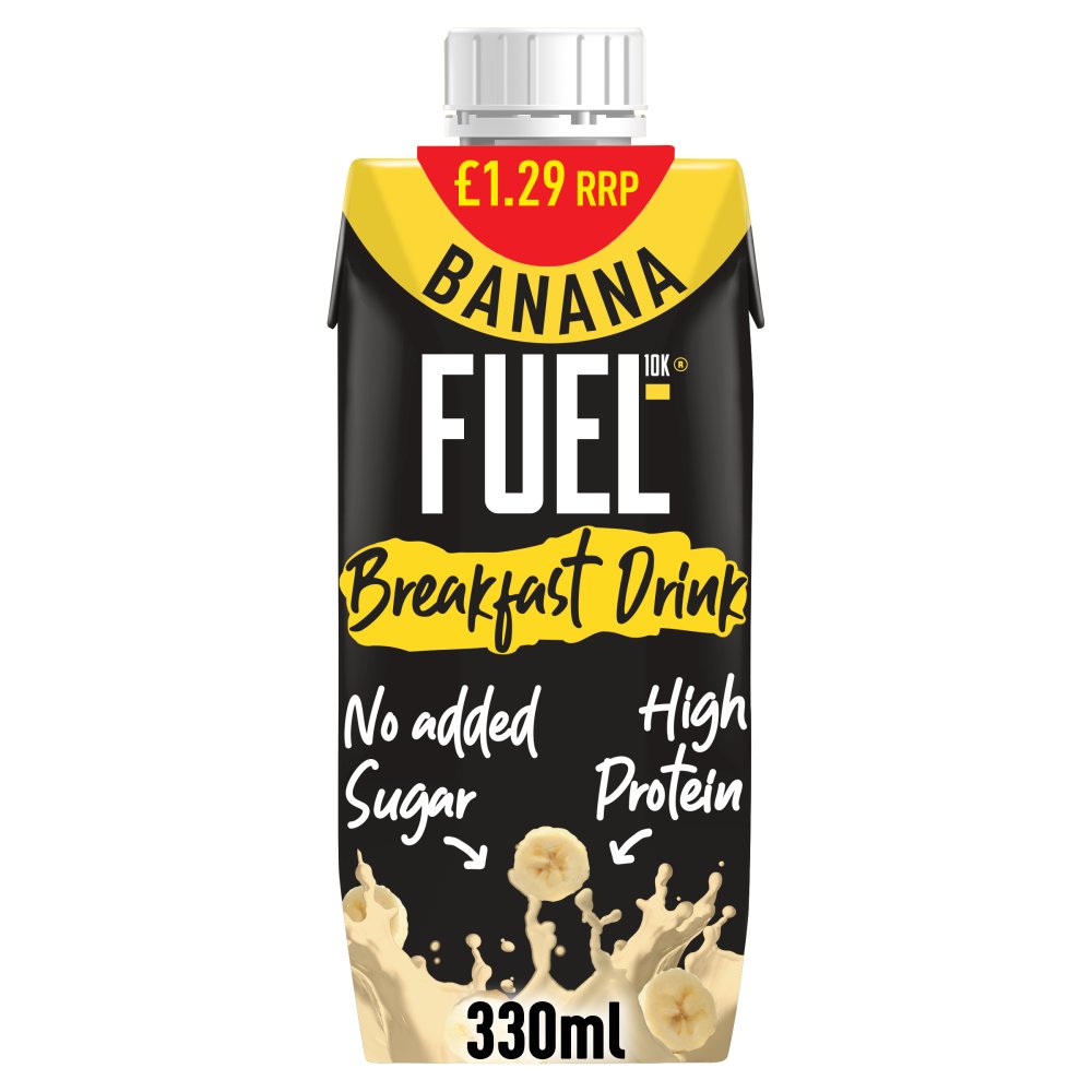 FUEL10K Banana High Protein Milk Breakfast Drink 330ml (Pack of 8)