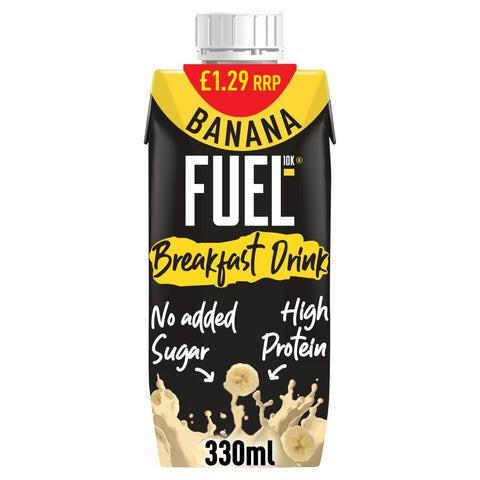 FUEL10K Banana High Protein Milk Breakfast Drink 330ml (Pack of 8)