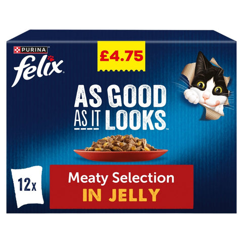 Felix As Good As It Looks Meaty Selection in Jelly 12 x 85g (Pack of 4)