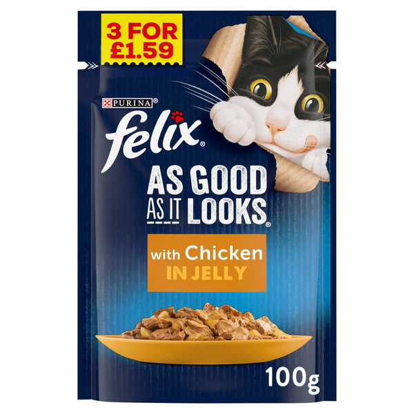 Felix As Good As It Looks with Chicken in Jelly 100g (Pack of 20)