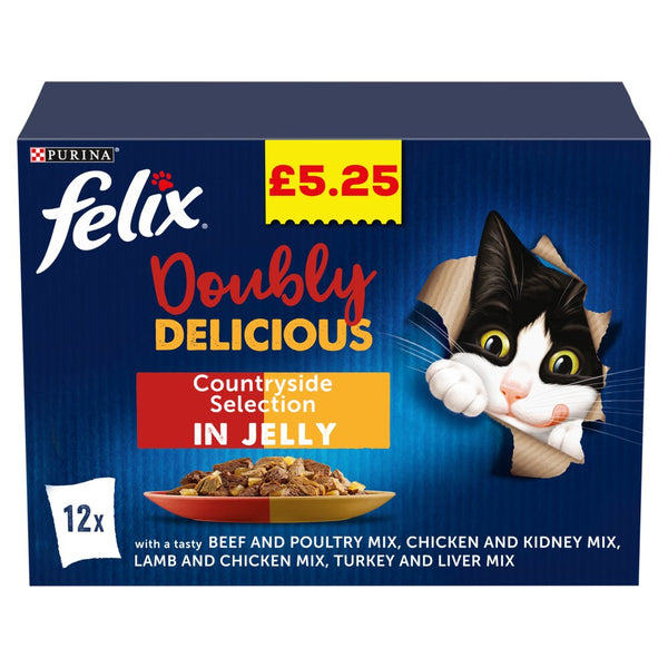 Felix Doubly Delicious Countryside Selection in Jelly 12 x 100g (Pack of 4)