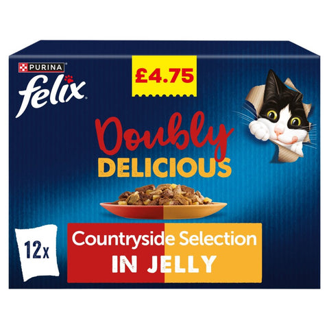 Felix Doubly Delicious Countryside Selection in Jelly 12 x 85g (Pack of 4)