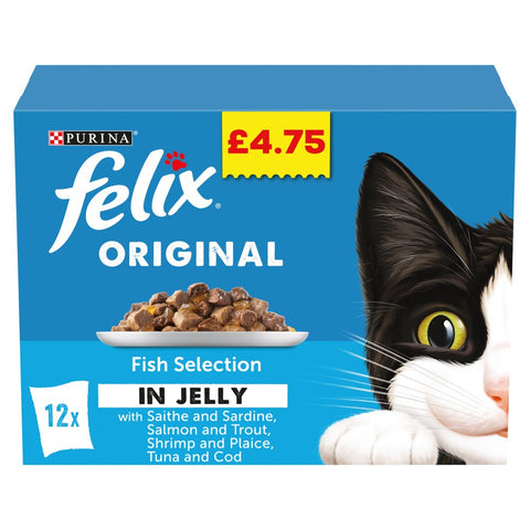 Felix Original Fish Selection in Jelly 12 x 100g (Pack of 4)