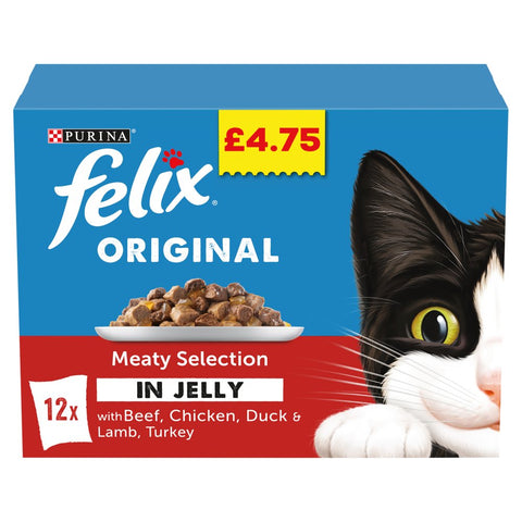 Felix Original Meaty Selection in Jelly 12 x 100g (Pack of 4)