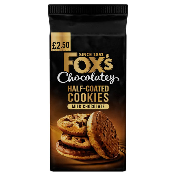 Fox's Fabulous Half Coated Milk Chocolate Cookies 175g (Pack of 8)
