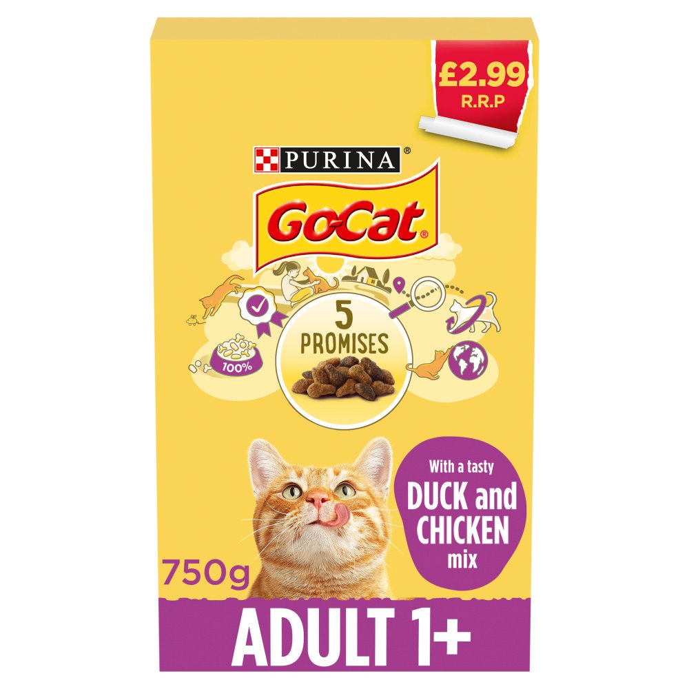 GO-CAT Chicken and Duck Dry Cat Food 750g (Pack of 5) – Zorbaonline