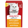 GOURMET Mon Petit Meaty Variety Duck, Chicken, Turkey Wet Cat Food 6x50g (Pack of 1)