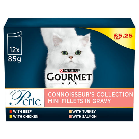 Gourmet Perle Connoisseur's Collection Mini Fillets in Gravy 12 x 85g (Pack of 4)