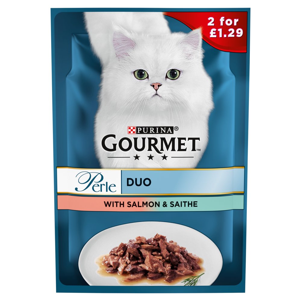 Gourmet Perle Cat Food Duo with Salmon & Saithe 85g (Pack of26)