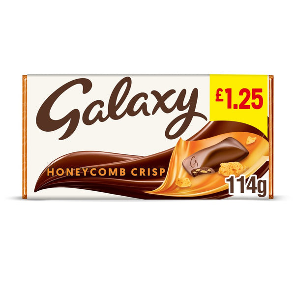 Galaxy Honeycomb Crisp Pieces & Milk Chocolate Block Bar 114g (Pack of 24)