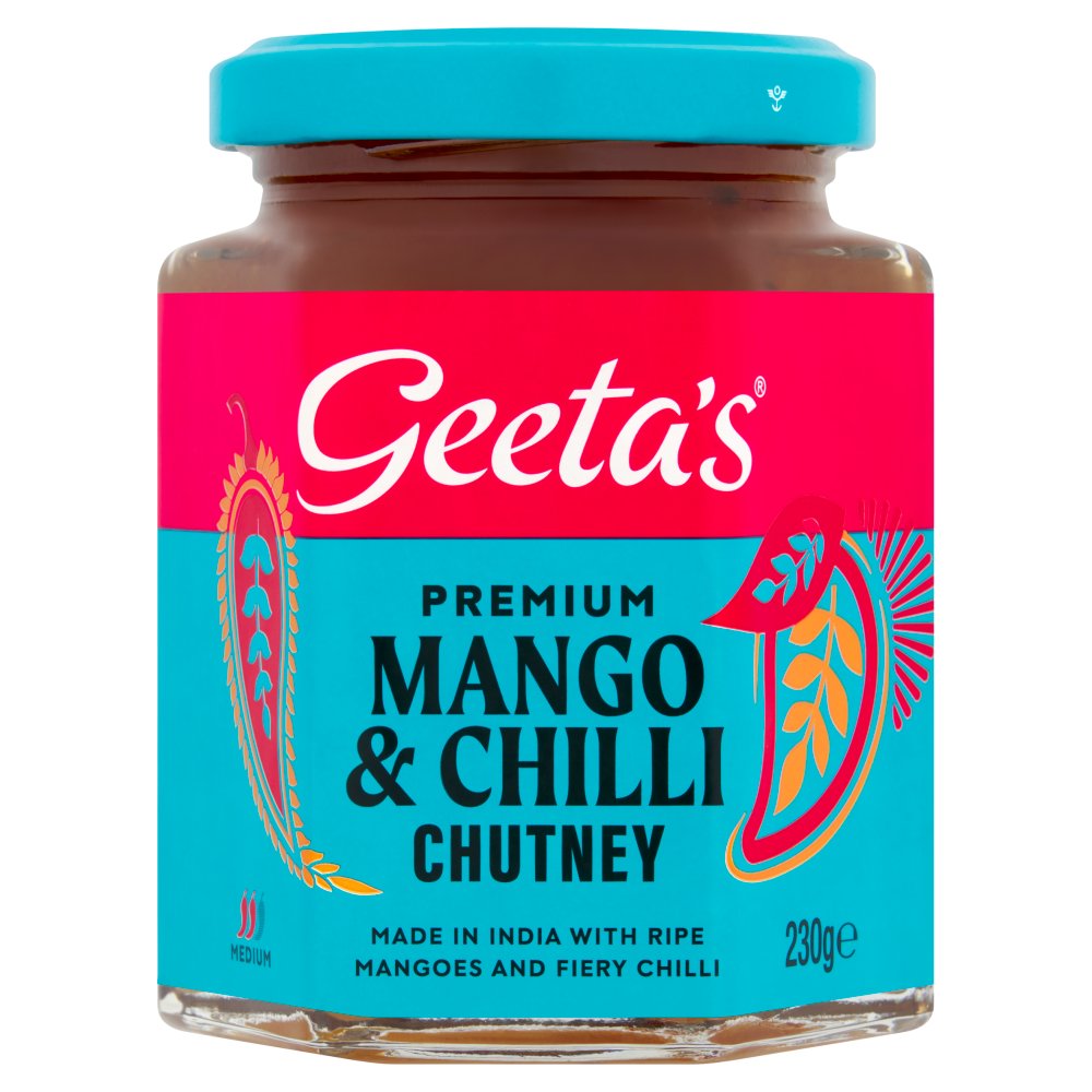Geeta's Premium Mango & Chilli Chutney 230g (Pack of 6)