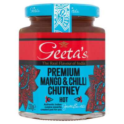 Geeta's Premium Mango & Chilli Chutney Hot 230g (pack of 6)