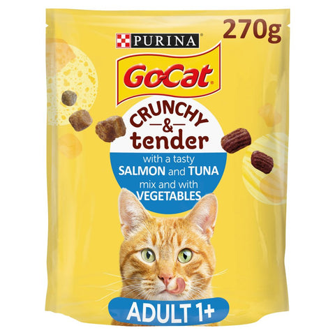 Go-Cat® Crunchy & Tender with Tuna and Salmon mix with Vegetables Dry Cat Food 270g (Pack of 5)