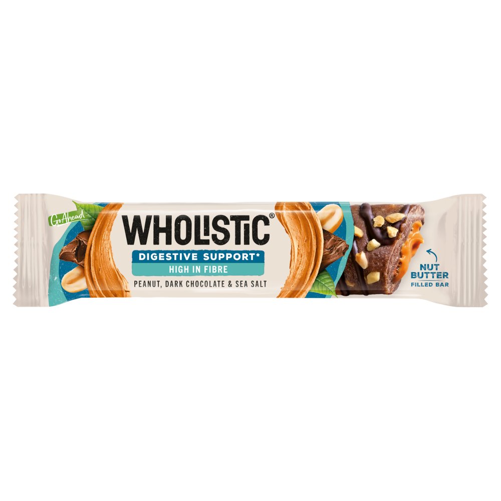 Go Ahead Wholistic Peanut, Dark Chocolate & Sea Salt Nut Butter Filled Bar 40g (Pack of 12)