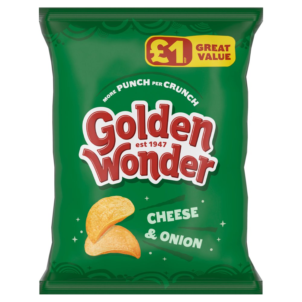 Golden Wonder Mature Cheddar & Spring Onion Flavour Potato Crisps 57g (Pack of 18)