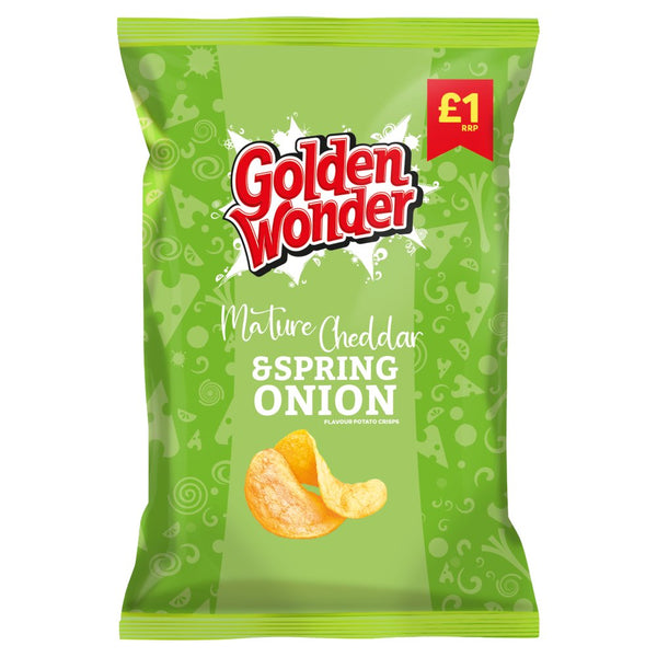 Golden Wonder Mature Cheddar & Spring Onion Flavour Potato Crisps 65g (Pack of 15)