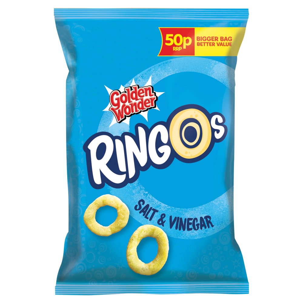 Golden Wonder Ringos Salt & Vinegar 25g (Pack of 24)